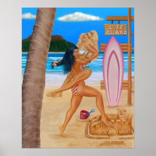 SURFER-MÄDCHEN STREITEN SICH POSTER