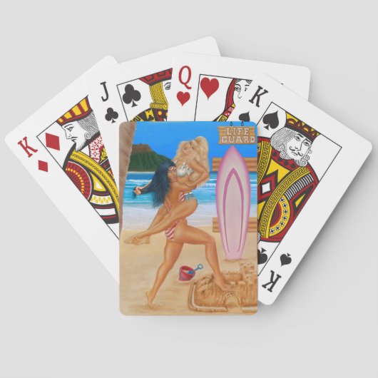 SURFER-MÄDCHEN STREITEN SICH SPIELKARTEN (Rückseite)
