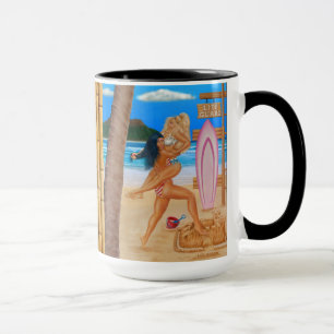 SURFER-MÄDCHEN STREITEN SICH TASSE
