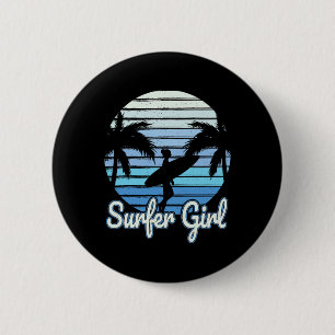 Surfer-Mädchen Surfen Frauen Mädchen Surfen Ozean Button