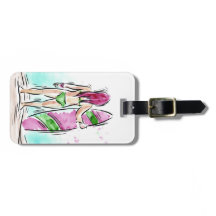 Surfer-Mädchengewohnheits-Gepäckanhänger