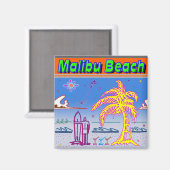 Surfer Magnet "Malibu Beach" (Vorderseite/Rückseite)