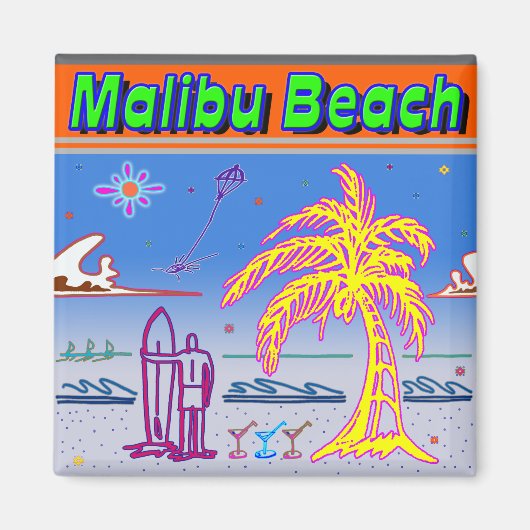 Surfer Magnet "Malibu Beach" (Vorne)