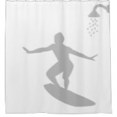 Surfer Man Bathroom Shadow Behind Silhouette Funny Duschvorhang (Vorderseite)