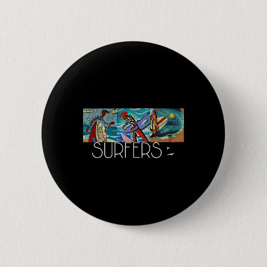 Surfer Mid-Century Modern Cubism Impressionist Su Button (Vorderseite)