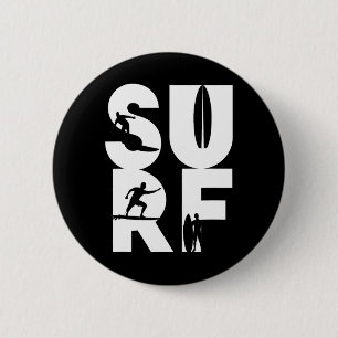 Surfer mit Surfboards in der Surf-Welle Reiter und Button