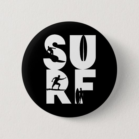 Surfer mit Surfboards in der Surf-Welle Reiter und Button (Vorderseite)