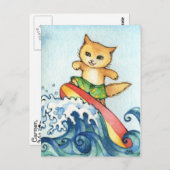 Surfer - Niedliche Katze Kunst Postkarte (Vorne/Hinten)