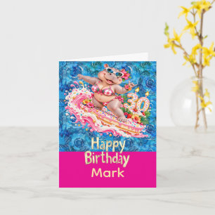 Surfer Nilpferd 30. Geburtstag Surfen Karte