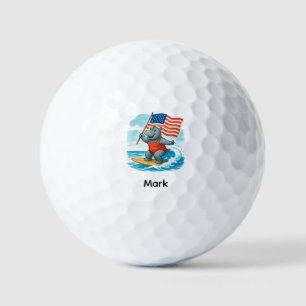 Surfer Nilpferd Surft am 4. Juli Unabhängigkeitsta Golfball
