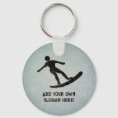 Surfer on Board, Distressed Metal Look, your text Schlüsselanhänger (Vorderseite)