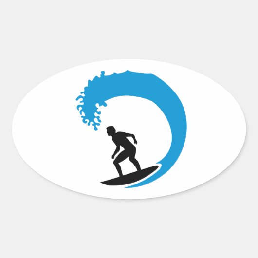 Surfer Ovaler Aufkleber (Vorderseite)