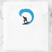 Surfer Ovaler Aufkleber (Tasche)