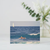 Surfer Paddout Postcard Postkarte (Stehend Vorderseite)