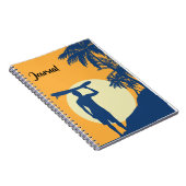 Surfer, Palmen, Klippe, Sonne, Mond, Surfen Notizblock (Rechte Seite)