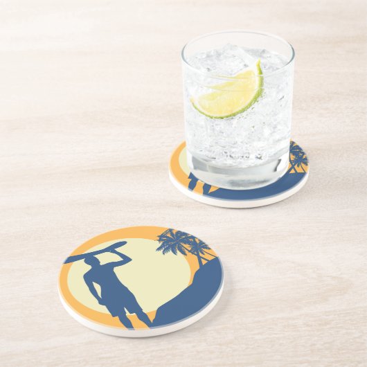Surfer, Palmen, Klippen, Sonne, Mond, Getränkeuntersetzer (Seite)