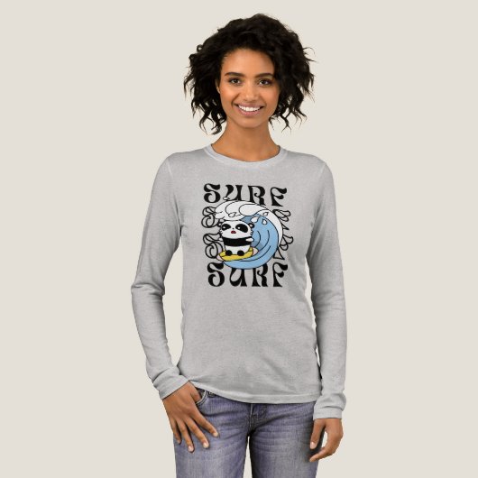 Surfer Panda Tri-Blend Shirt (Volle Vorderseite)