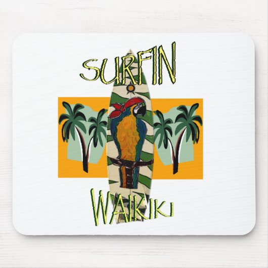 Surfer Papagei Mousepad (Vorne)