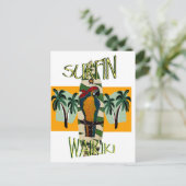 Surfer Papagei Postkarte (Stehend Vorderseite)