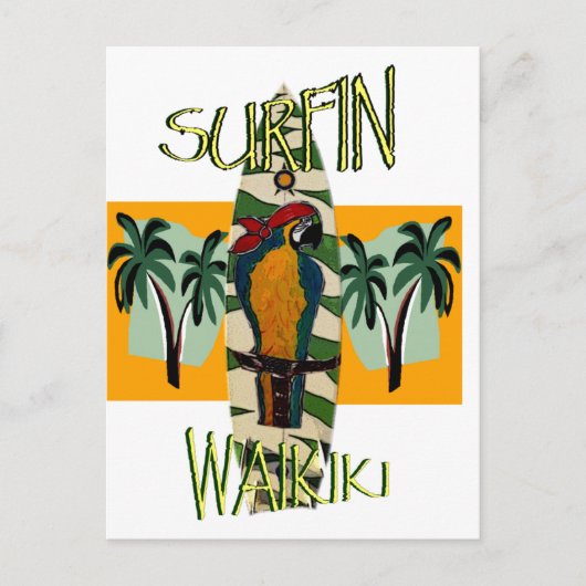 Surfer Papagei Postkarte (Vorderseite)