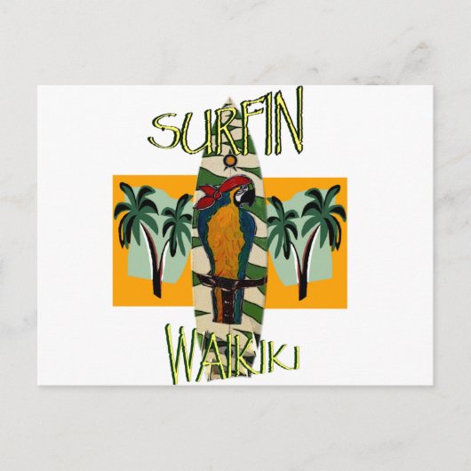 Surfer Papagei Postkarte (Vorderseite)