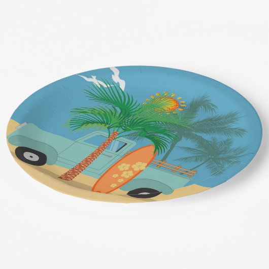 Surfer Paper Plate Pappteller (Schrägansicht)
