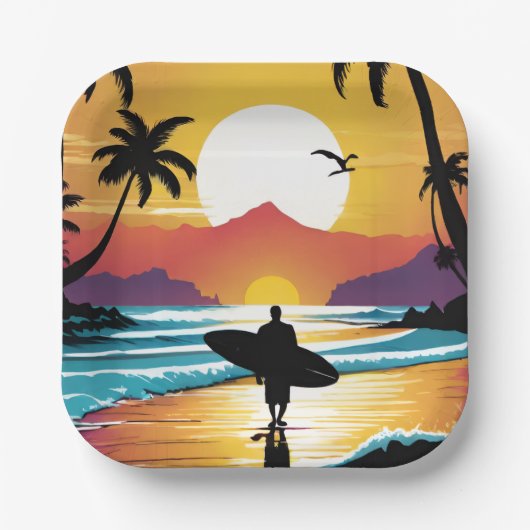 Surfer Pappteller (Vorderseite)
