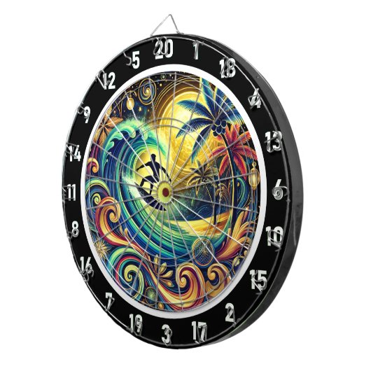 Surfer Paradise Tropical Room Artwork Dartscheibe (Vorderseite rechts)