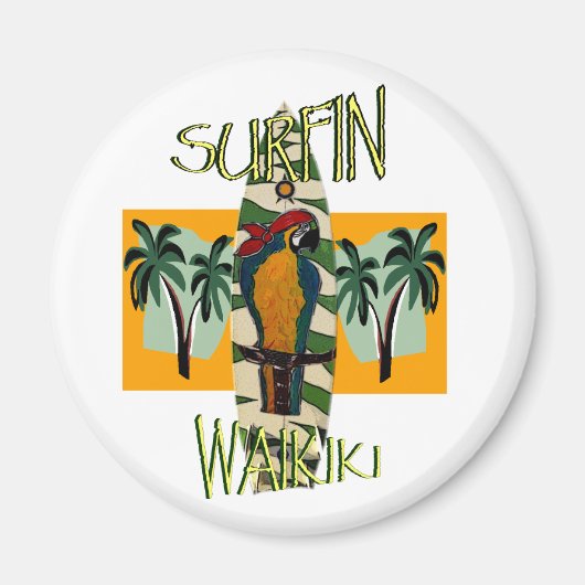 Surfer Parrot Magnet (Vorne)
