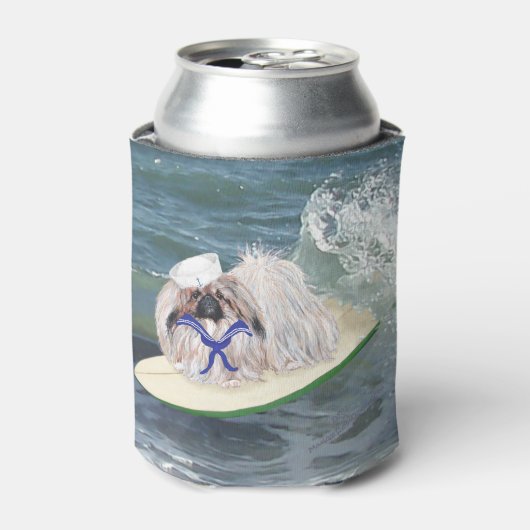 Surfer Pekingese Dosenkühler (Kanne Vorderseite)