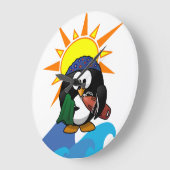 Surfer Penguin Clock Große Wanduhr (Winkel)