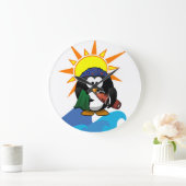 Surfer Penguin Clock Große Wanduhr (Zuhause)