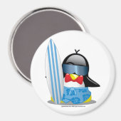 Surfer Penguin Magnet (Vorderseite/Rückseite)