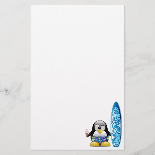 Surfer-Pinguin mit Eiscreme Briefpapier (Vorderseite)