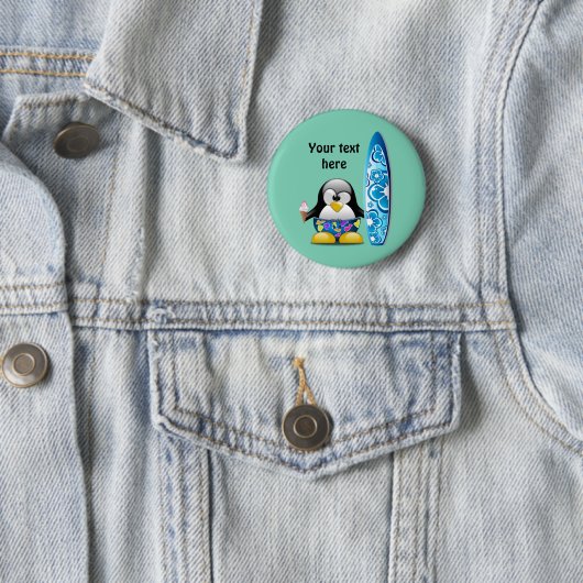 Surfer-Pinguin mit Eiscreme Button (Beispiel)