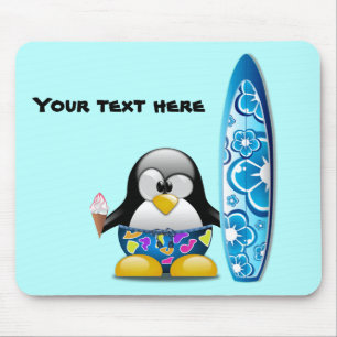 Surfer-Pinguin mit Eiscreme Mousepad