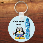 Surfer Pinguin mit Eiscreme Schlüsselanhänger (Vorderseite)