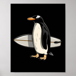 Surfer Pinguin Surfbrett Surfen Lustig Niedlich Su Poster