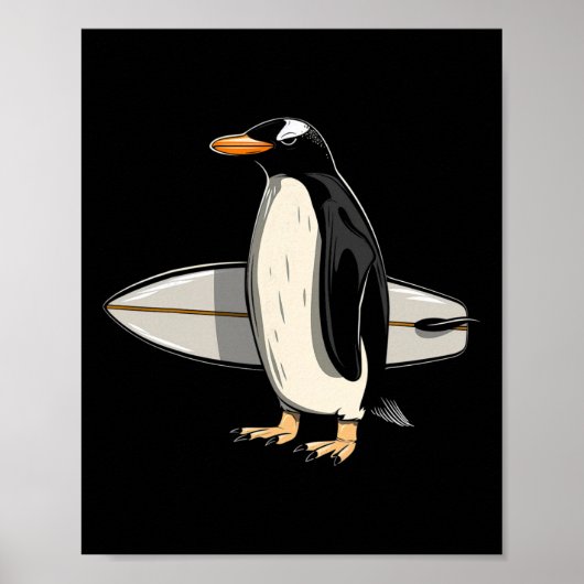 Surfer Pinguin Surfbrett Surfen Lustig Niedlich Su Poster (Vorne)