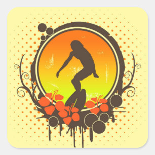 Surfer Quadratischer Aufkleber
