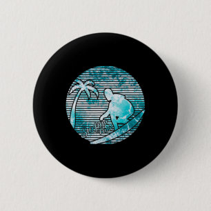 Surfer Retro Sonne Vintage Surfen Surfbrett Strand Button