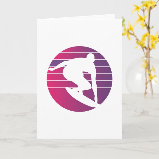 Surfer Retro Surfing Sunset Karte (Gelbe Blume)