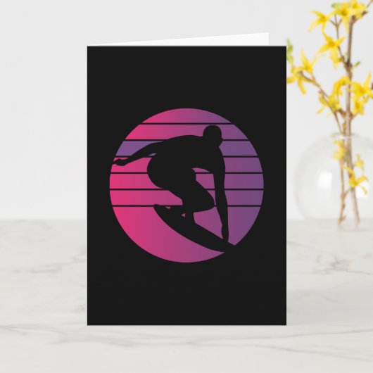 Surfer Retro Surfing Sunset Karte (Gelbe Blume)