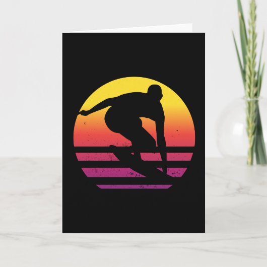 Surfer Retro Surfing Sunset Karte (Vorderseite)