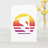 Surfer Retro Surfing Sunset Karte (Gelbe Blume)