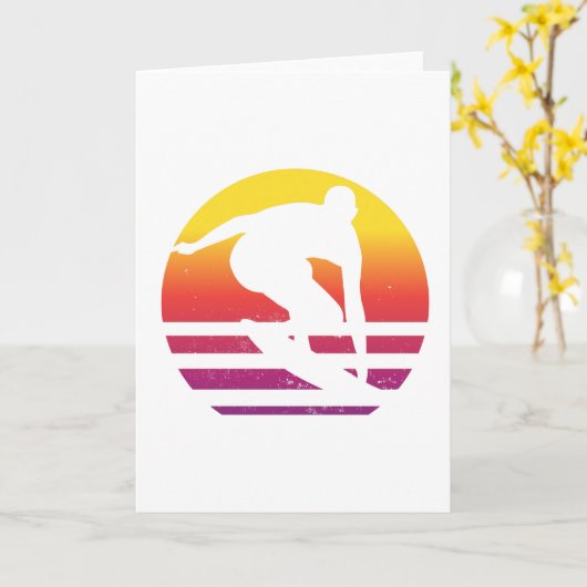 Surfer Retro Surfing Sunset Karte (Gelbe Blume)