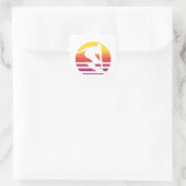 Surfer Retro Surfing Sunset Quadratischer Aufkleber (Tasche)