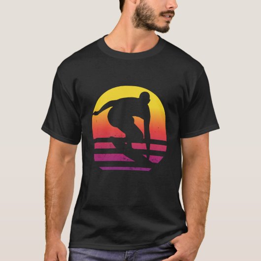 Surfer Retro Surfing Sunset T-Shirt (Vorderseite)