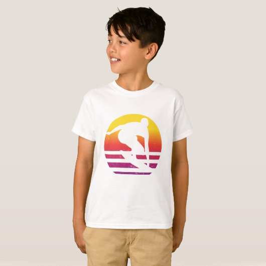 Surfer Retro Surfing Sunset T-Shirt (Vorne ganz)
