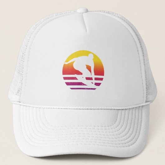 Surfer Retro Surfing Sunset Truckerkappe (Vorderseite)
